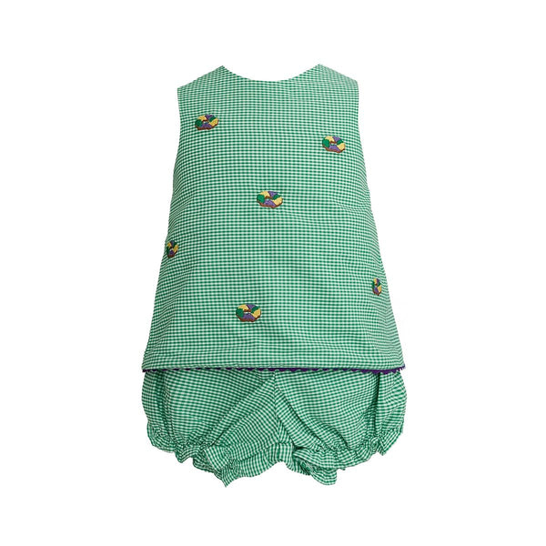 Rachel Embroidered King Cake Gingham Bloomer Set