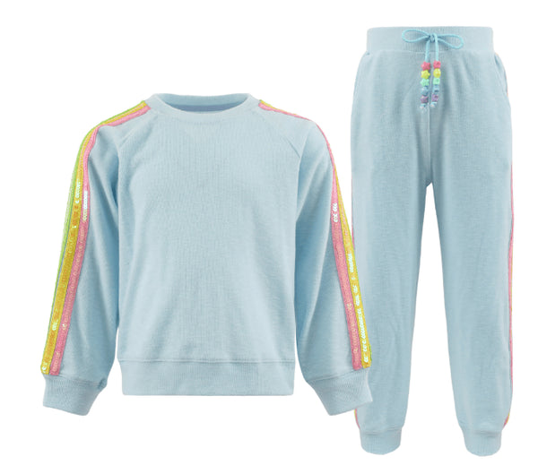 Blue Rainbow Sequin Set