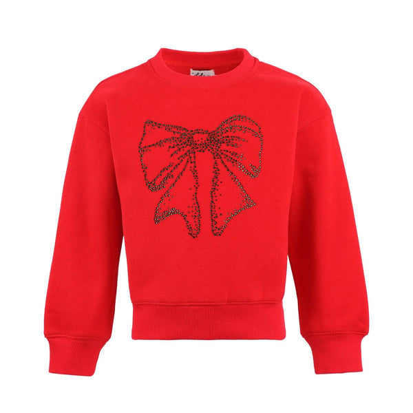 Shimmer Bow Sweatshirt- Red