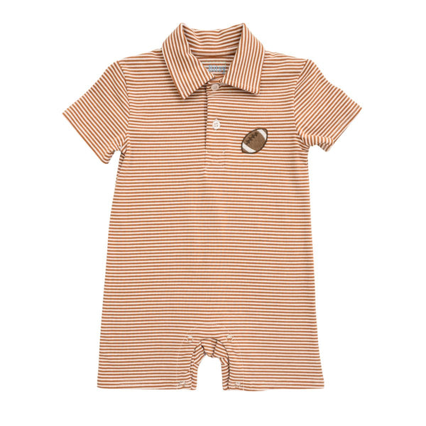 Football Polo Romper- Burnt Orange