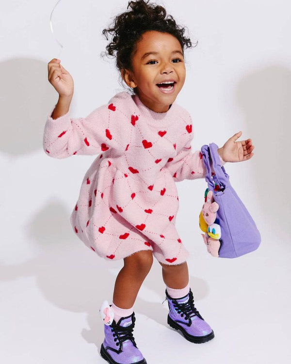 Sweetheart Sweater Dress- Pink
