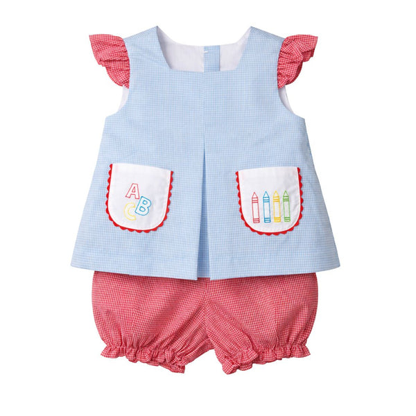 Gabby Pleat Bloomer Set- Abc Gingham