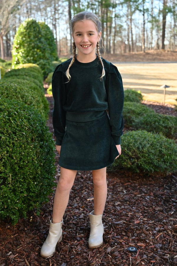 Peyton Top- Dark Green Velour