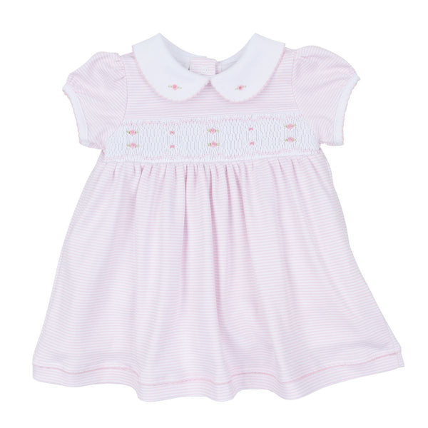 Anna Smocked Collared S/S Dress- Pink