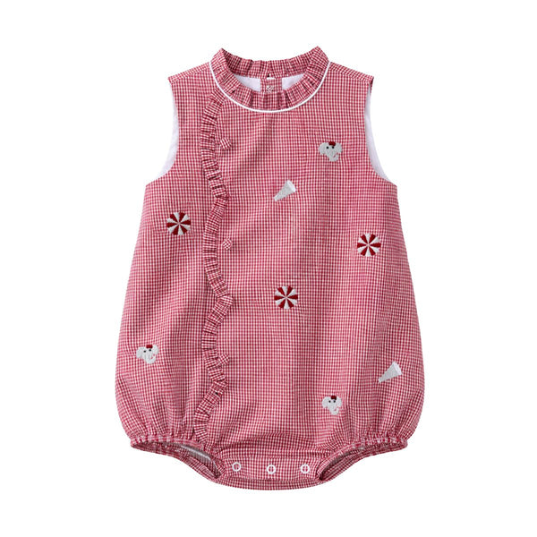 Claire Scallop Bubble- All Over Embroidery Crimson Elephants