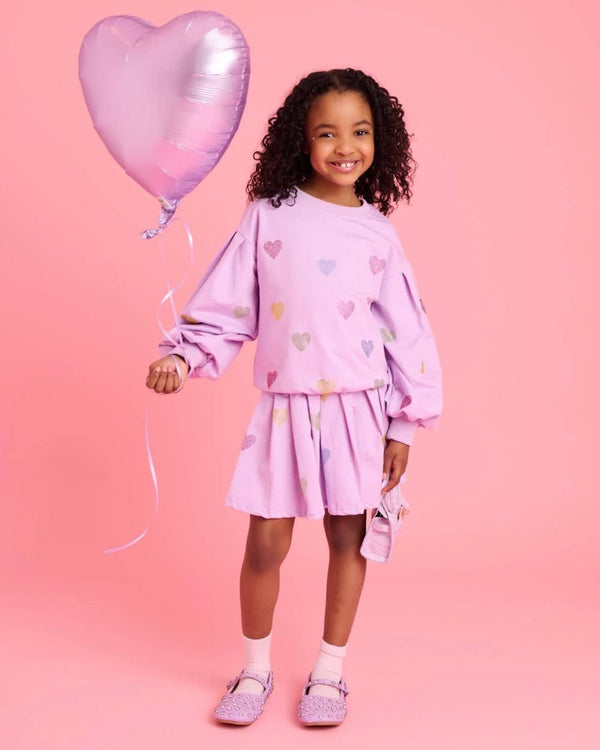 Lavender Sparkle Hearts Skirt Set