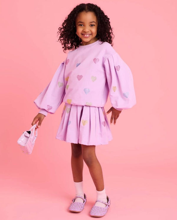 Lavender Sparkle Hearts Skirt Set