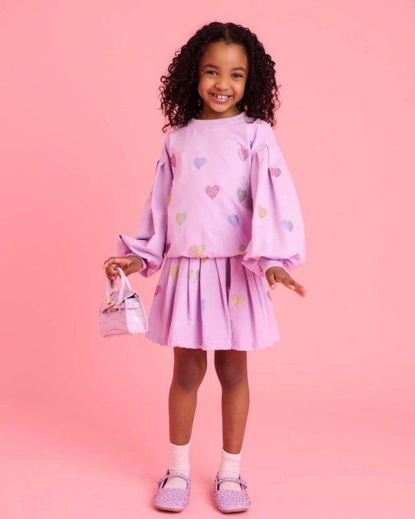 Lavender Sparkle Hearts Skirt Set