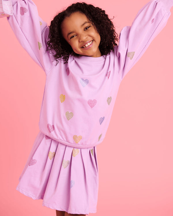 Lavender Sparkle Hearts Skirt Set