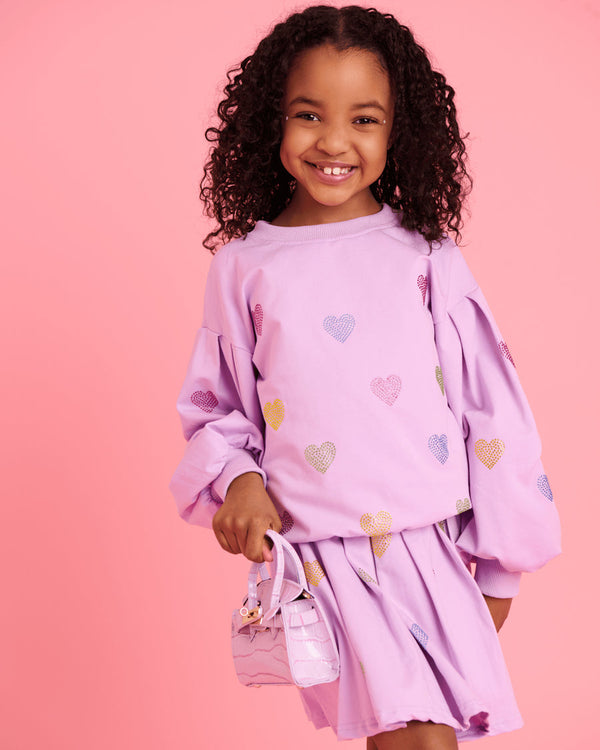 Lavender Sparkle Hearts Skirt Set