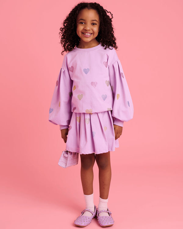 Lavender Sparkle Hearts Skirt Set