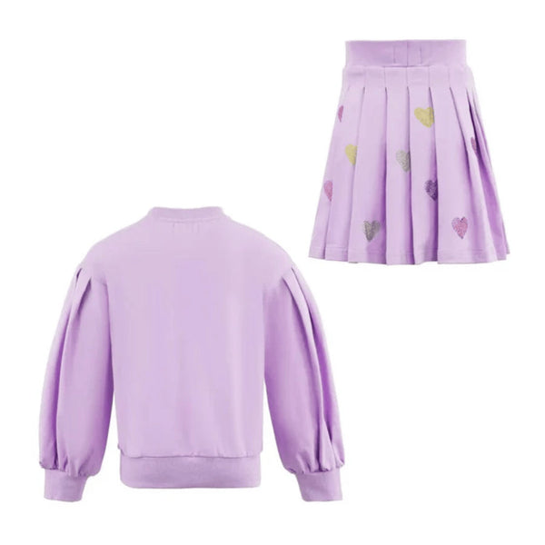 Lavender Sparkle Hearts Skirt Set