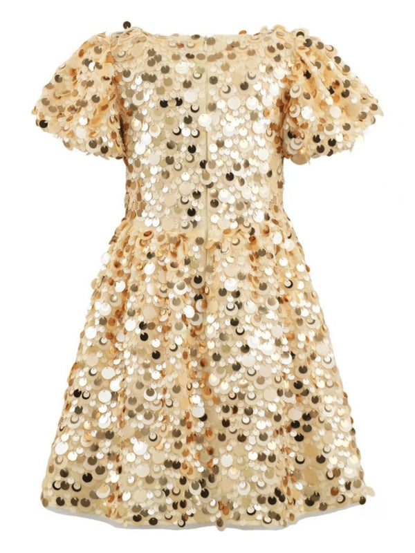 Sweet Shimmer Party Dress- Golden Wishes