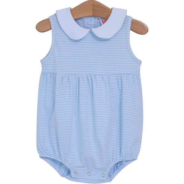 Charlotte Sleeveless Bubble- Light Blue Stripe