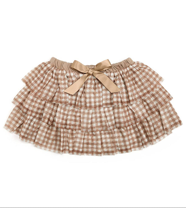 Gingham Printed Tulle Tiered Tutu