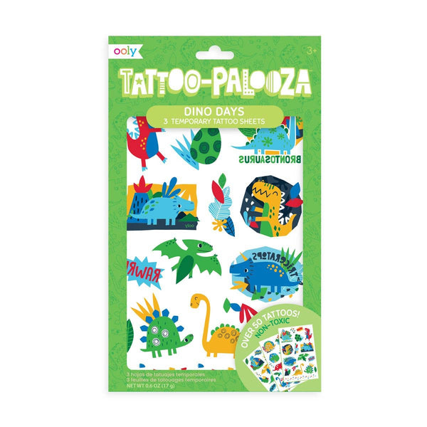 Tattoo Palooza: Temporary Tattoos- Dino. Days (3 Sheet Set)
