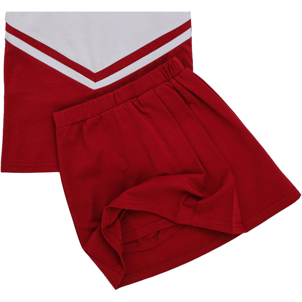 Cheer Uniform Skort Set- Crimson/White