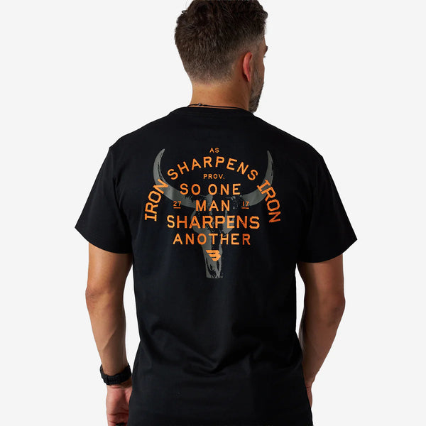 Short Sleeve Tee- Proverbs 27:17- Black- (MEN'S)