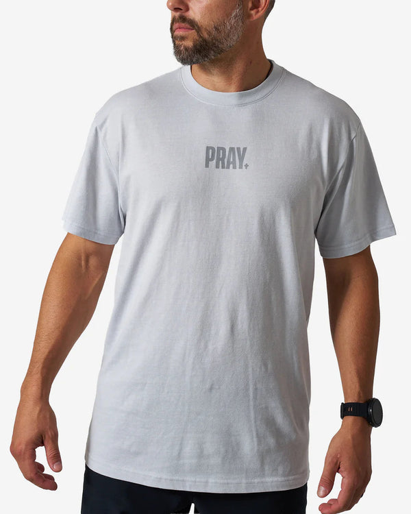 Vintage Washed Tee- Pray- Light Grey- (MEN'S)