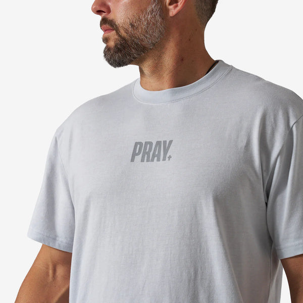 Vintage Washed Tee- Pray- Light Grey- (MEN'S)