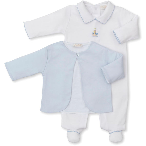 Premier Noah's Ark Footie W/ Jacket Set- White/Lt Blue