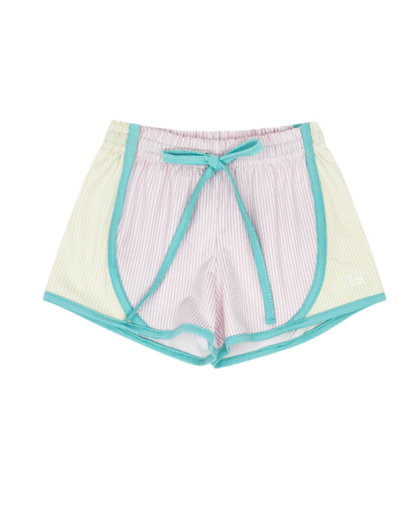 Elise Short- Cotton Candy Pink, Sunshine Yellow Ministripe, Totally Turquoise