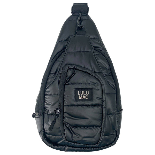 Puffer Metallic Sling Bag- Matte Black