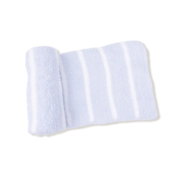 Chenille Receiving Blanket- Light Blue & Ivory Stripe