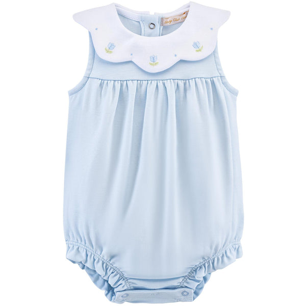 Tulips Pink Bubble Bib Bubble- Light Blue