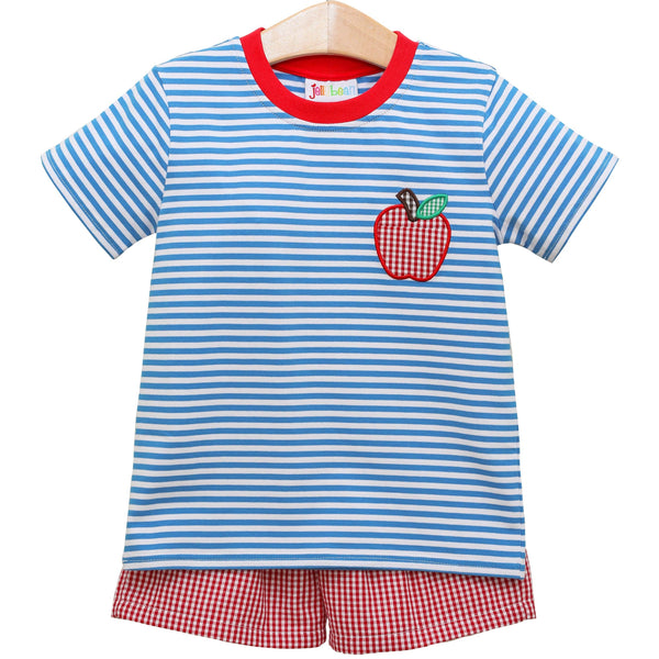 Apple Pocket Applique Short Set