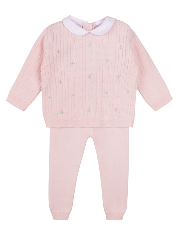 Peter Pan Cable Knit Set- Pink