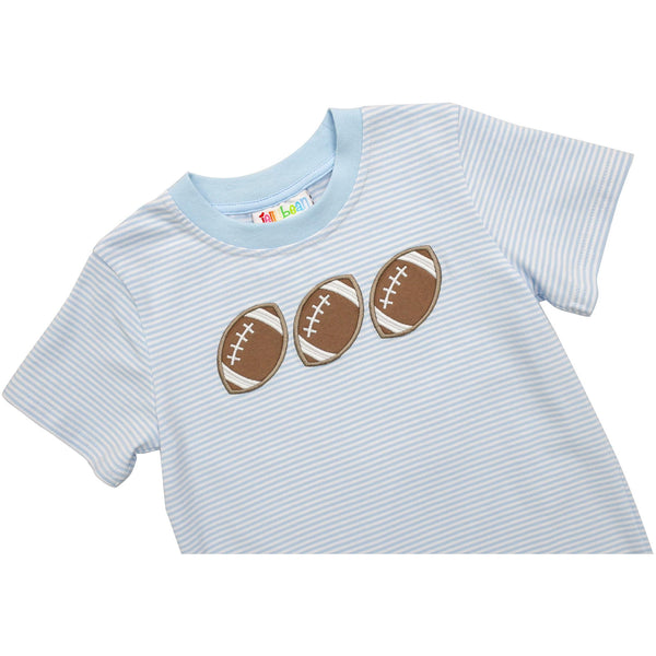 Football Trio Shirt- Light Blue Stripe