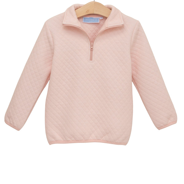 1/4 Zip Quilted Pullover- Light Pink