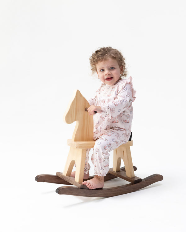 Cowgirl Boots And Bows Ruffle Sleeve Snap Romper