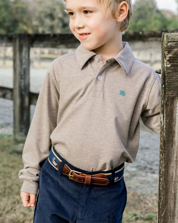 Harry Long Sleeve Polo- Bark