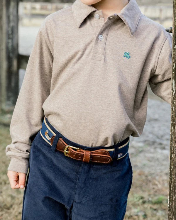 Harry Long Sleeve Polo- Bark