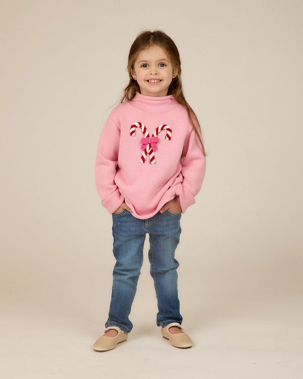 Pink Candy Cane Rollneck Sweater