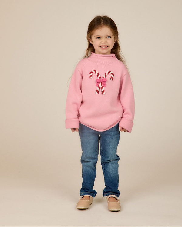 Pink Candy Cane Rollneck Sweater