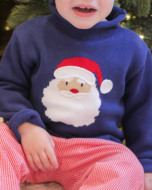 Navy Santa Rollneck Sweater