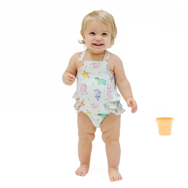 Cutie Sea Creatures Ruffle Sunsuit