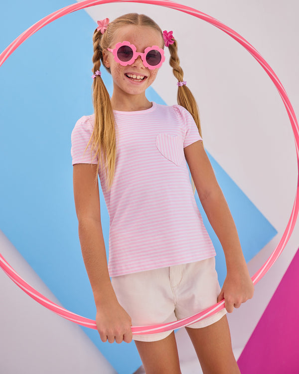 Essential Tee- Pink Stripe
