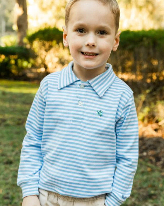 Harry L/S Polo- Blue & White Stripe