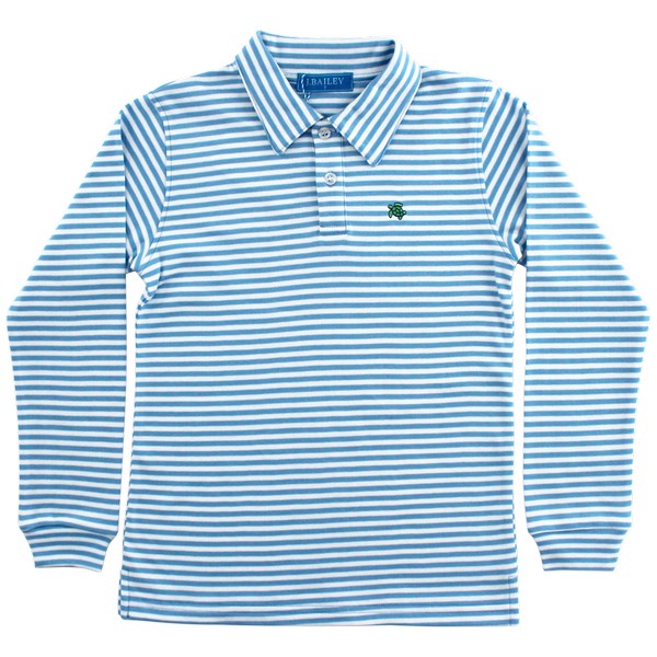 Harry L/S Polo- Blue & White Stripe