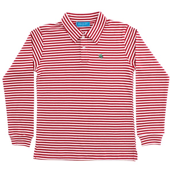 Harry L/S Polo- Red & White Stripe