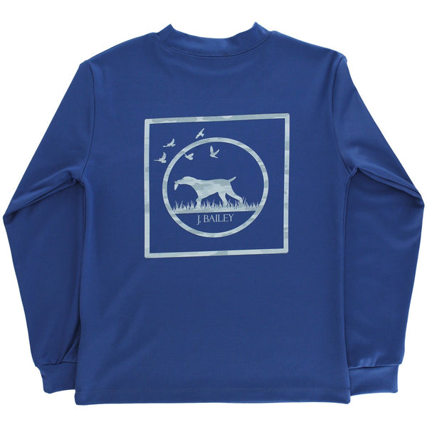 Performance L/S Logo Tee- Camo Dog on Denim