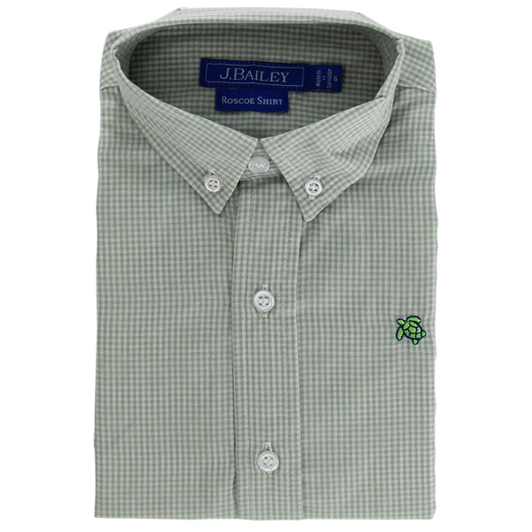 Roscoe Button Down- Celery Mico Check