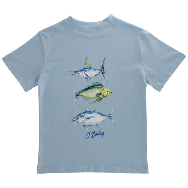 Logo Tee- Fish Trio on Bayberry