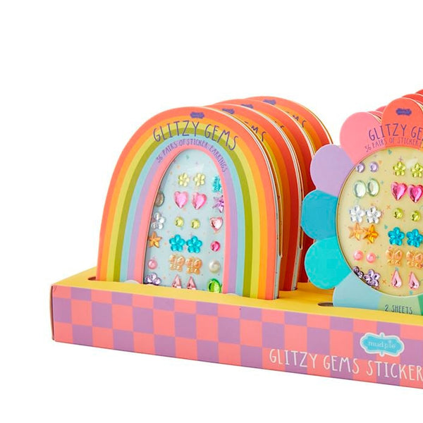 Glitzy Gems Stick-On Earrings- Rainbow