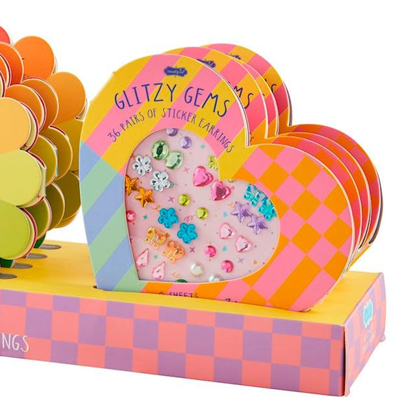 Glitzy Gems Stick-On Earrings- Heart