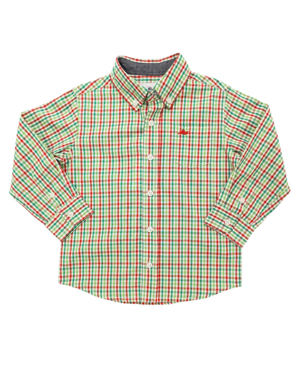 LS Dress Shirt- Red/Jolly Green